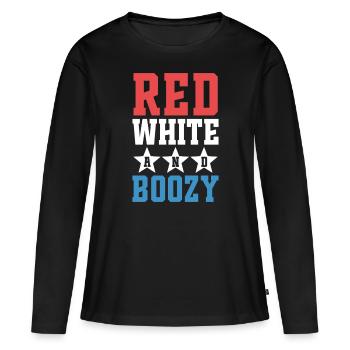 Rouge, Blanc et Alcoolisé - T-shirt manches longues Premium bio Femme - noir - Devant - Julia (174cm)