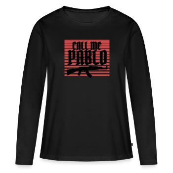 Escobar "Call me Pablo" - Frauen Premium Bio Langarmshirt - Schwarz - Vorne - Julia (174cm)