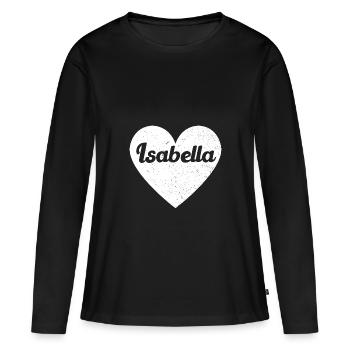 Isabella Nom Grand Coeur Amour Oeuvre Cadeau - T-shirt manches longues Premium bio Femme - noir - Devant - Julia (174cm)