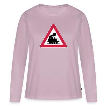 Caution Railway - Women's Premium Organic Long Sleeve Shirt - dusky pink - Front - Julia (174cm)