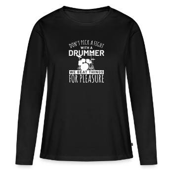 Drum Band Drum Drummer Drum - Women's Premium Organic Long Sleeve Shirt - black - Front - Julia (174cm)