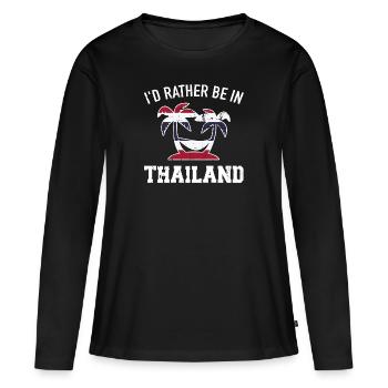 La Thaïlande - T-shirt manches longues Premium bio Femme - noir - Devant - Julia (174cm)