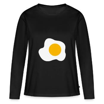 Spiegelei Grafik Frühstück Eigelb Liebhaber - Frauen Premium Bio Langarmshirt - Schwarz - Vorne - Julia (174cm)