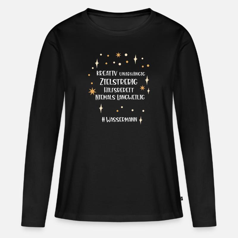 Typisch Sternzeichen Wassermann - Frauen Premium Bio Langarmshirt - Schwarz