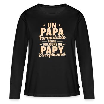 Papa Formidable - Papy Exceptionnel - T-shirt manches longues Premium bio Femme - noir - Devant - Julia (174cm)