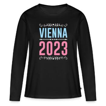 Vienne 2023 Vienne - T-shirt manches longues Premium bio Femme - noir - Devant - Julia (174cm)