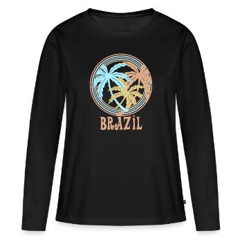 Brésil - T-shirt manches longues Premium bio Femme - noir - Devant - Julia (174cm)