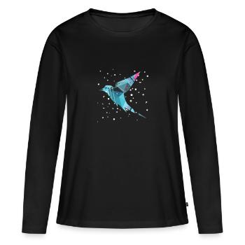 Abstrakt Vogel - Frauen Premium Bio Langarmshirt - Schwarz - Vorne - Julia (174cm)