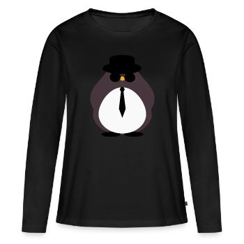 M. Pingouin - T-shirt manches longues Premium bio Femme - noir - Devant - Julia (174cm)