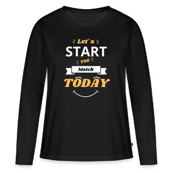 Design Let's start the match. - T-shirt manches longues Premium bio Femme - noir - Devant - Julia (174cm)