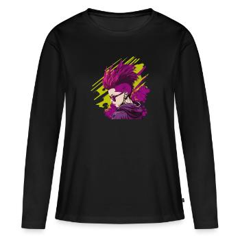 Neon Punk - T-shirt manches longues Premium bio Femme - noir - Devant - Julia (174cm)