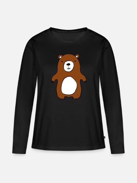 Bär - Frauen Premium Bio Langarmshirt - Schwarz