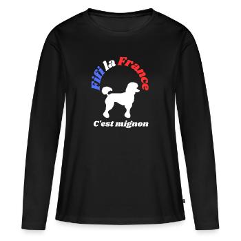 Fifi La France - T-shirt manches longues Premium bio Femme - noir - Devant - Julia (174cm)