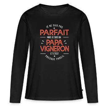 je suis un papa Vigneron cadeau vigneron humour - T-shirt manches longues Premium bio Femme - noir - Devant - Julia (174cm)