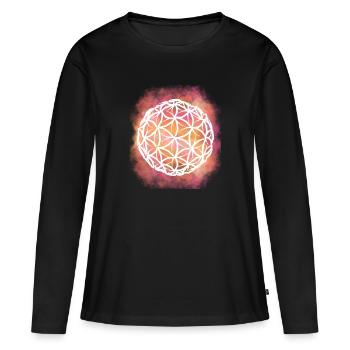 Fleur de Vie 3dimensionnelle - T-shirt manches longues Premium bio Femme - noir - Devant - Julia (174cm)