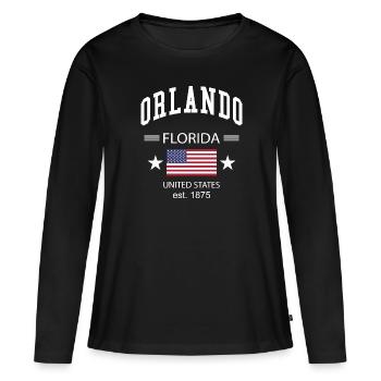Orlando - Women's Premium Organic Long Sleeve Shirt - black - Front - Julia (174cm)