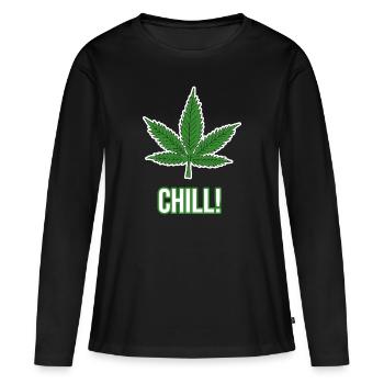 Feuille de chanvre - T-shirt manches longues Premium bio Femme - noir - Devant - Julia (174cm)