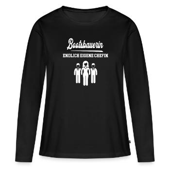 Bootsbauerin Endlich Eigene Chefin Bootsbau Chef - Frauen Premium Bio Langarmshirt - Schwarz - Vorne - Julia (174cm)