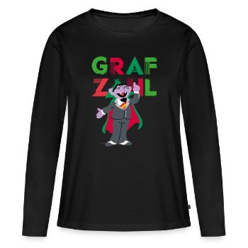 Sesamstraße Graf Zahl - Frauen Premium Bio Langarmshirt - Schwarz - Vorne - Julia (174cm)