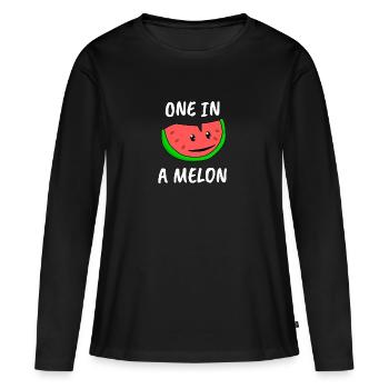 Un dans un melon Un dans une bande dessinée Melon - T-shirt manches longues Premium bio Femme - noir - Devant - Julia (174cm)