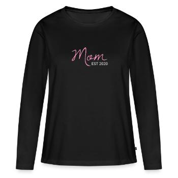 Maman EST 2020 mère depuis 2020 - T-shirt manches longues Premium bio Femme - noir - Devant - Julia (174cm)
