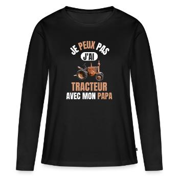 Ich kann keinen TRAKTOR mit meinem Papa haben - Traktor - Frauen Premium Bio Langarmshirt - Schwarz - Vorne - Julia (174cm)