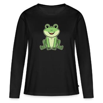 Doux animal bébé grenouille grenouille - T-shirt manches longues Premium bio Femme - noir - Devant - Julia (174cm)