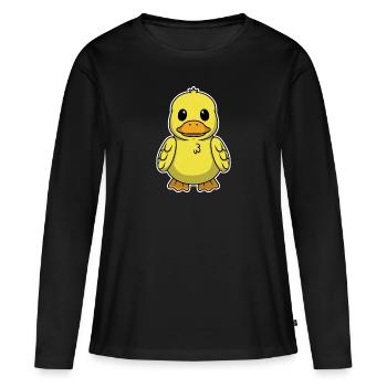 Doux animal bébé Canard jaune Canard - T-shirt manches longues Premium bio Femme - noir - Devant - Julia (174cm)