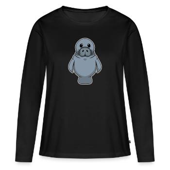 Doux animal bébé phoque phoque morse - T-shirt manches longues Premium bio Femme - noir - Devant - Julia (174cm)