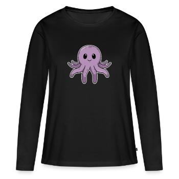 Bébé poulpe de poulpe doux animal - T-shirt manches longues Premium bio Femme - noir - Devant - Julia (174cm)