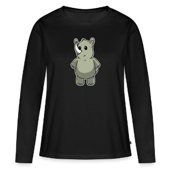 Animal doux bébé rhinocéros - T-shirt manches longues Premium bio Femme - noir - Devant - Julia (174cm)