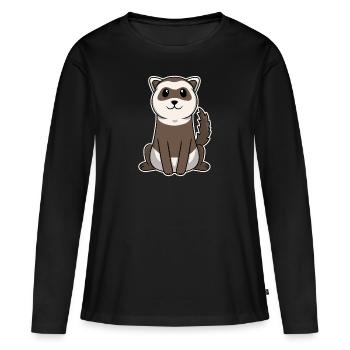 Furet mignon bébé animal - T-shirt manches longues Premium bio Femme - noir - Devant - Julia (174cm)