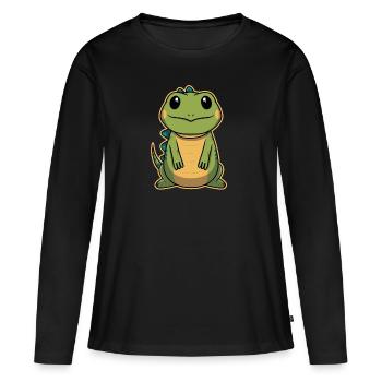 Bébé iguane animal doux - T-shirt manches longues Premium bio Femme - noir - Devant - Julia (174cm)