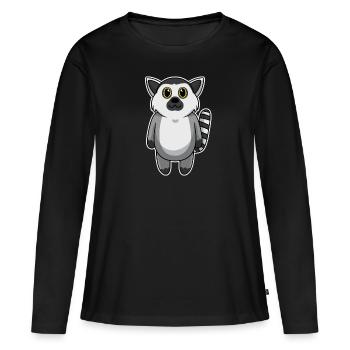 Doux animal bébé lémur singe - T-shirt manches longues Premium bio Femme - noir - Devant - Julia (174cm)