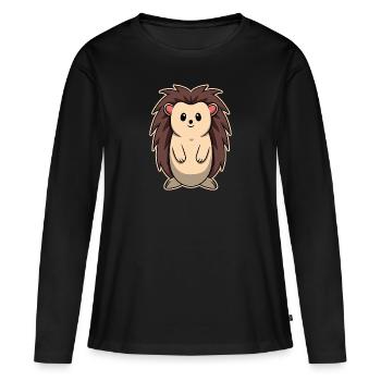 Doux animal bébé hérisson - T-shirt manches longues Premium bio Femme - noir - Devant - Julia (174cm)