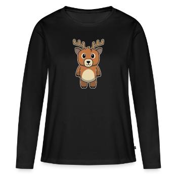 Mignon, animal, bébé, cerf, renne, cerf - T-shirt manches longues Premium bio Femme - noir - Devant - Julia (174cm)