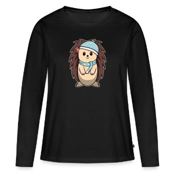 Hérisson bébé animal mignon - T-shirt manches longues Premium bio Femme - noir - Devant - Julia (174cm)