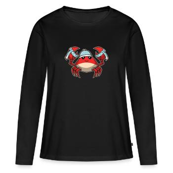 Crabe écrevisse mignon bébé animal cancer - T-shirt manches longues Premium bio Femme - noir - Devant - Julia (174cm)