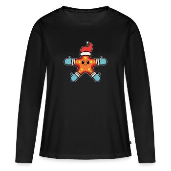 Étoile de mer bébé animal mignon - T-shirt manches longues Premium bio Femme - noir - Devant - Julia (174cm)