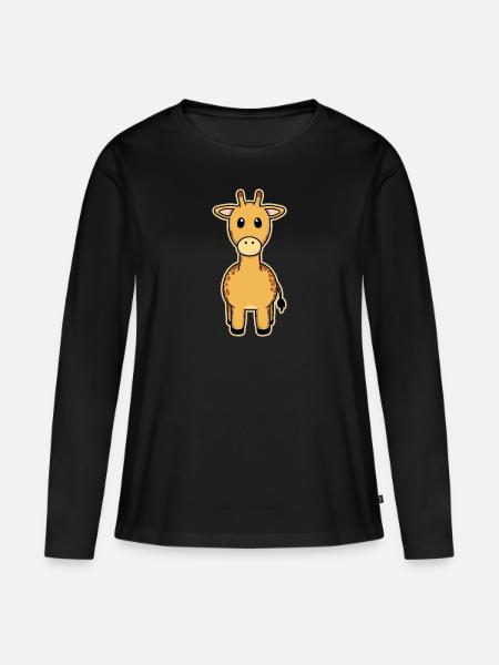 Süßes Tier Baby Giraffe - Frauen Premium Bio Langarmshirt - Schwarz