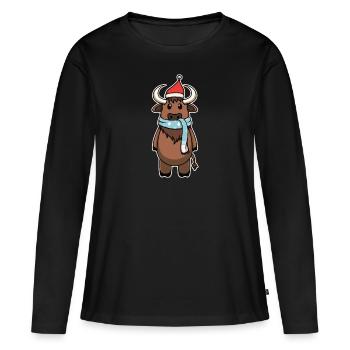 Bison bébé animal mignon - T-shirt manches longues Premium bio Femme - noir - Devant - Julia (174cm)