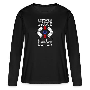 Rettungsgasse Feuerwehr Notarzt Polizei Unfall - Frauen Premium Bio Langarmshirt - Schwarz - Vorne - Julia (174cm)