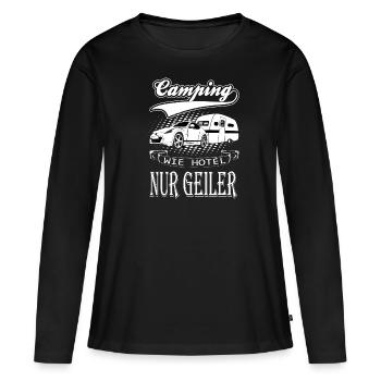 Camping wie Hotel nur geiler - Frauen Premium Bio Langarmshirt - Schwarz - Vorne - Julia (174cm)