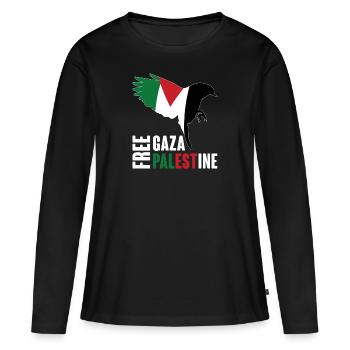 Gaza libre et Palestine libre - T-shirt manches longues Premium bio Femme - noir - Devant - Julia (174cm)