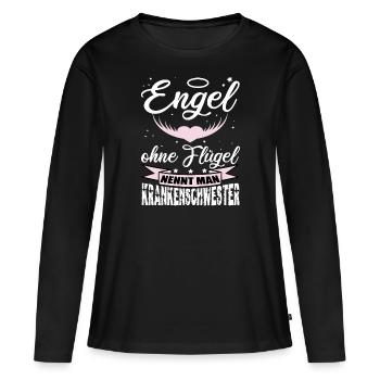 Engel ohne Flügel nennt man Krankenschwester - Frauen Premium Bio Langarmshirt - Schwarz - Vorne - Julia (174cm)