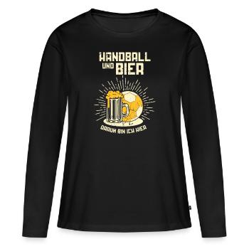 Handball Torwart Handballer Spieler Geschenk - Frauen Premium Bio Langarmshirt - Schwarz - Vorne - Julia (174cm)