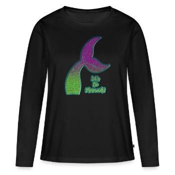Bunte Meerjungfrau Flosse - Frauen Premium Bio Langarmshirt - Schwarz - Vorne - Julia (174cm)