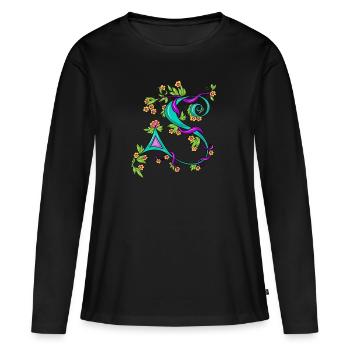 Buchstabe S - Frauen Premium Bio Langarmshirt - Schwarz - Vorne - Julia (174cm)