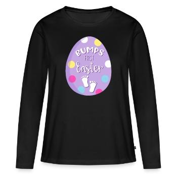 Bumps first Easter Grossesse Pâques - T-shirt manches longues Premium bio Femme - noir - Devant - Julia (174cm)