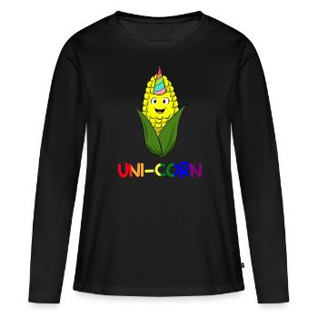 Uni-corn Bauer - Frauen Premium Bio Langarmshirt - Schwarz - Vorne - Julia (174cm)